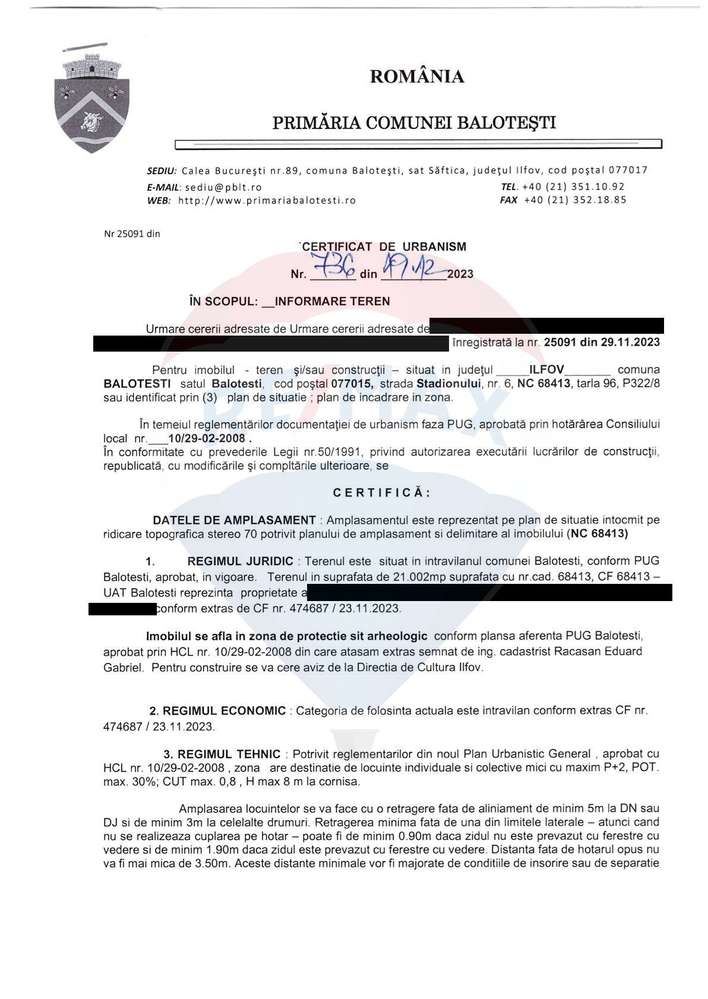 Teren Intravilan de vanzare 21000 mp Balotesti Soseaua Unirii - Imagine principală: 4/13