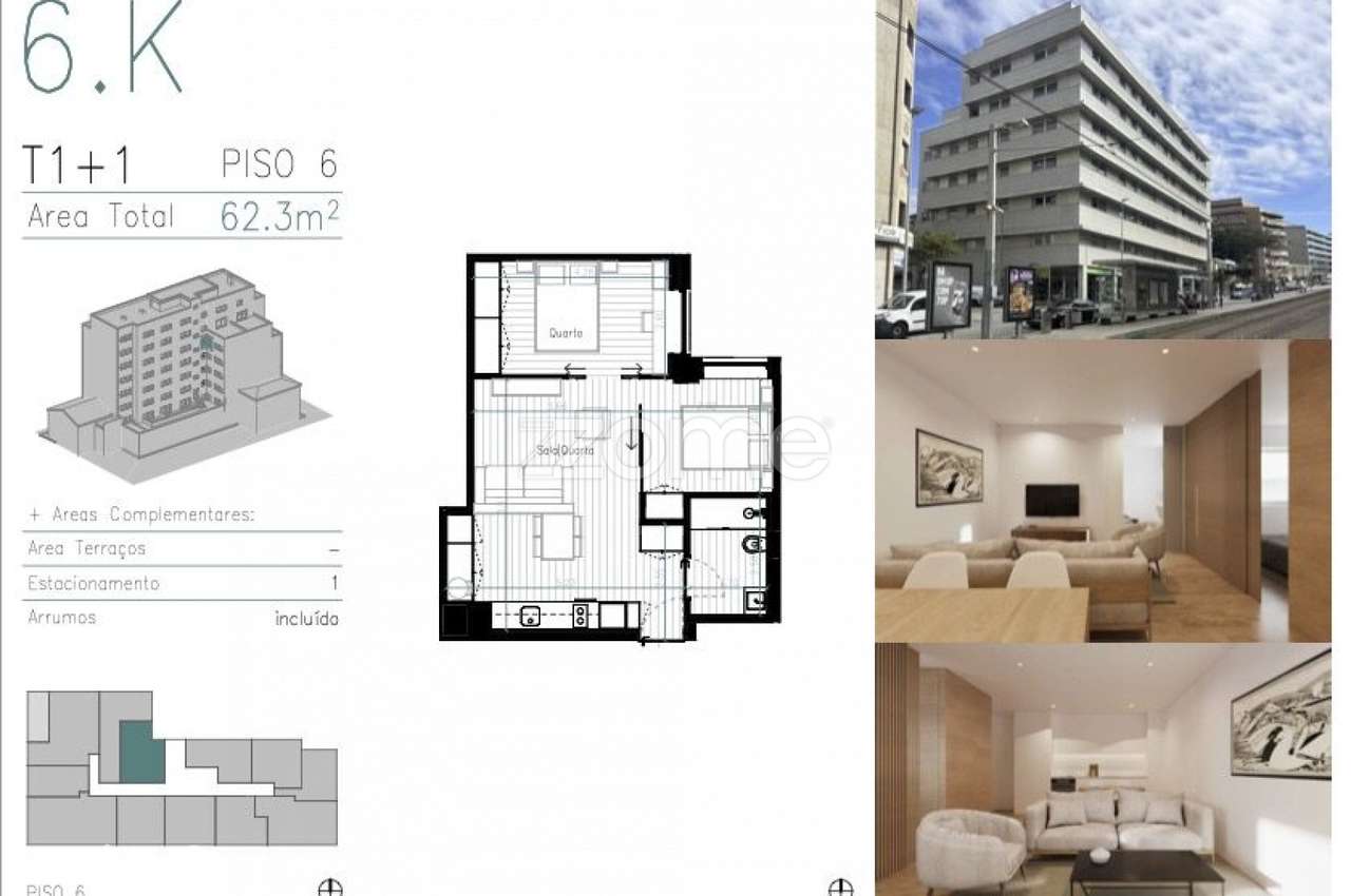 Apartamento T1+1 em Matosinhos Sul - Grande imagem: 5/6