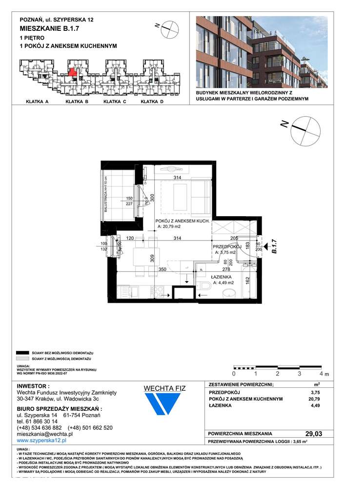 1-pokojowe mieszkanie 29m2 + taras Bez Prowizji - Pełny obrazek: 2/7