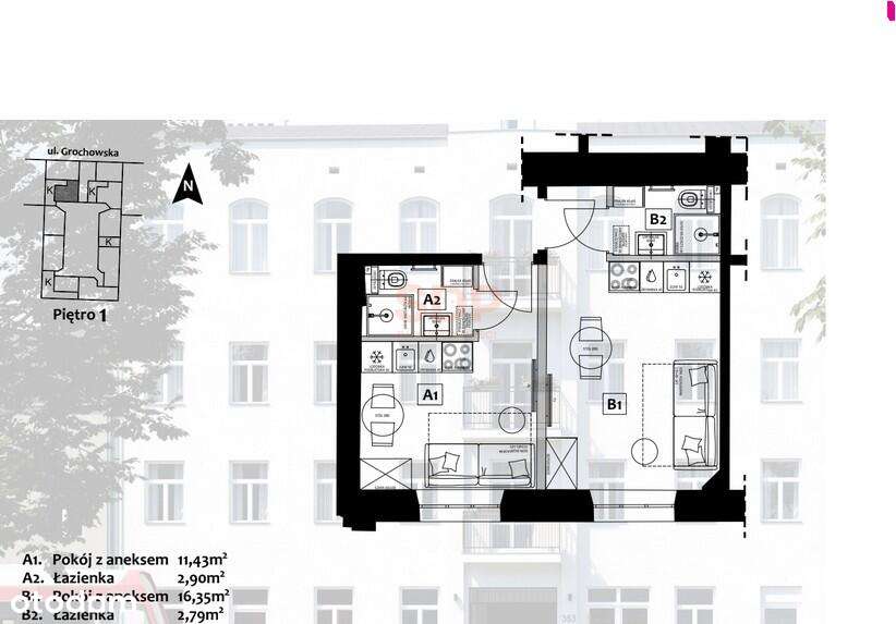 Świetna okazja inwestycyjna | Dwupak 33,86 m2,  przy ul. Grochowskiej-5