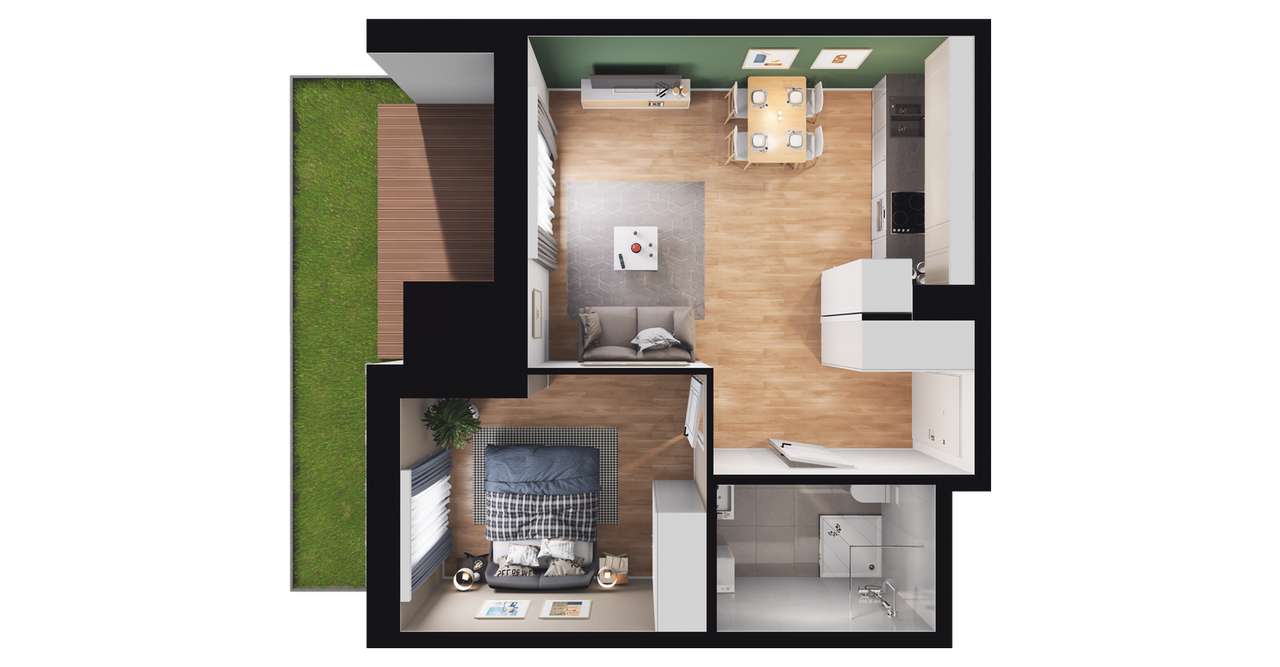 2-pokojowe mieszkanie 39m2 + ogródek Bezpośrednio - Pełny obrazek: 2/8