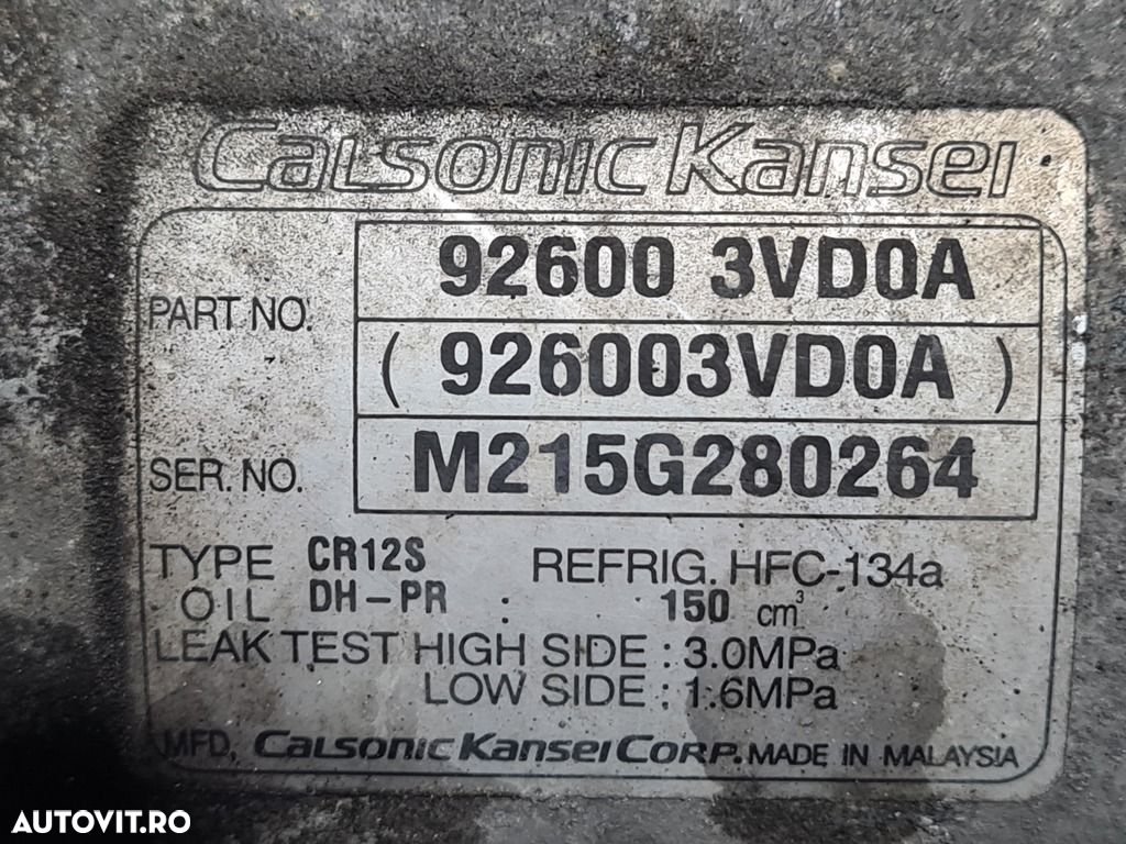 Compresor clima Nissan Juke Facelift 1.5 Dci 2014 - 2018 K9K (930) 926003VD0A - 4