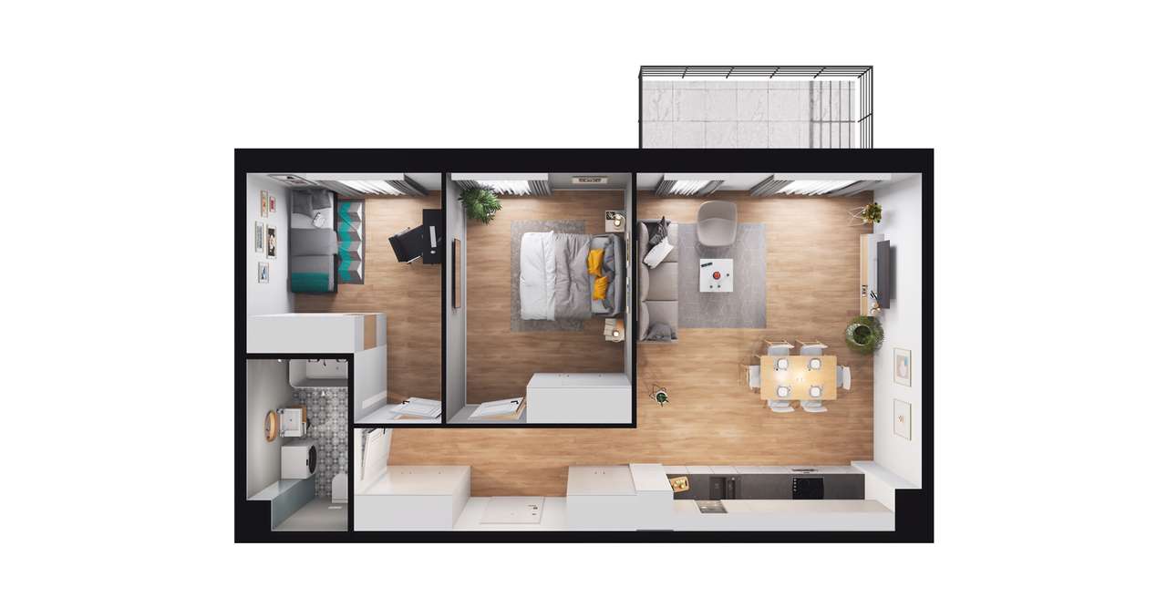 3-pokojowe mieszkanie 61m2 + balkon Bez Prowizji - Pełny obrazek: 2/7