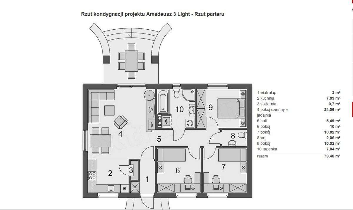 Dom parterowy Amadeusz 3 Light. - Pełny obrazek: 5/6