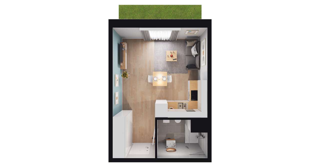 1-pokojowe mieszkanie 28m2 + ogródek Bez Prowizji - Pełny obrazek: 3/9