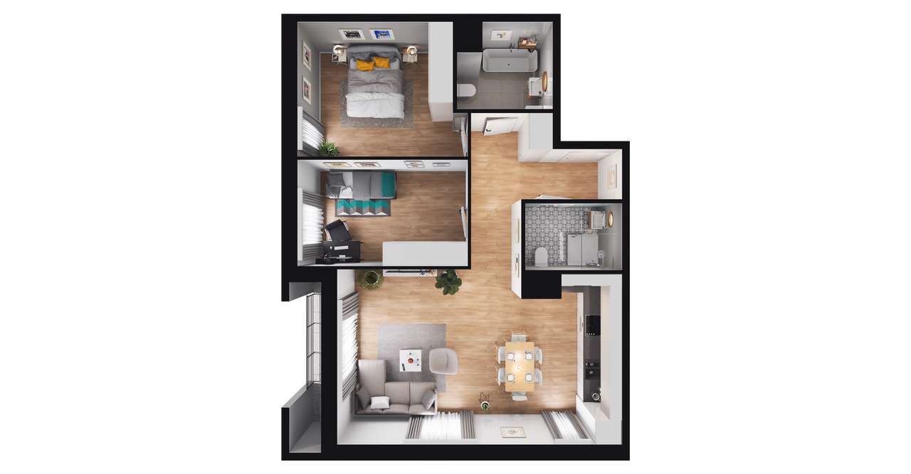 3-pokojowe mieszkanie 70m2 + loggia Bezpośrednio - Pełny obrazek: 2/8