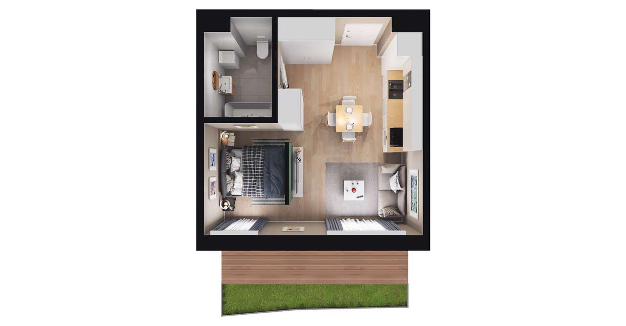 1-pokojowe mieszkanie 29m2 + ogródek - Pełny obrazek: 2/8