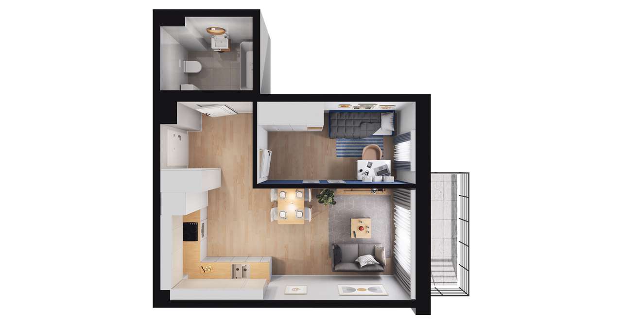 2-pokojowe mieszkanie 39m2 Bezpośrednio - Pełny obrazek: 2/7