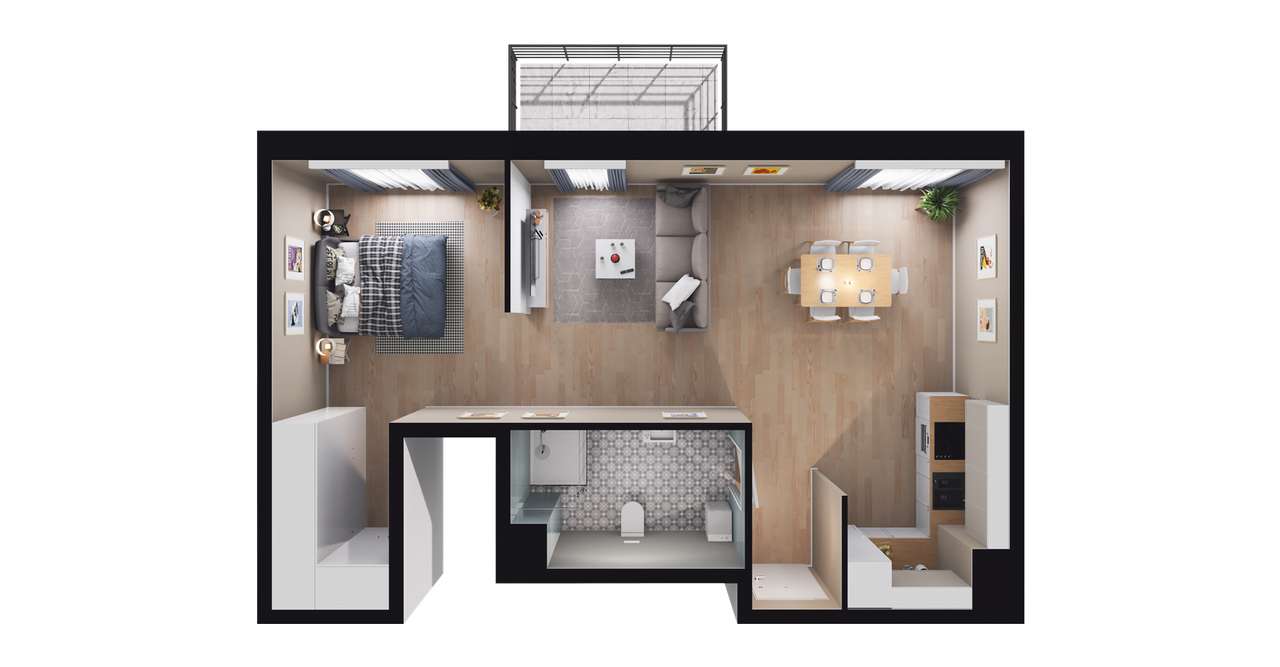 1-pokojowe mieszkanie 50m2 + balkon - Pełny obrazek: 2/8