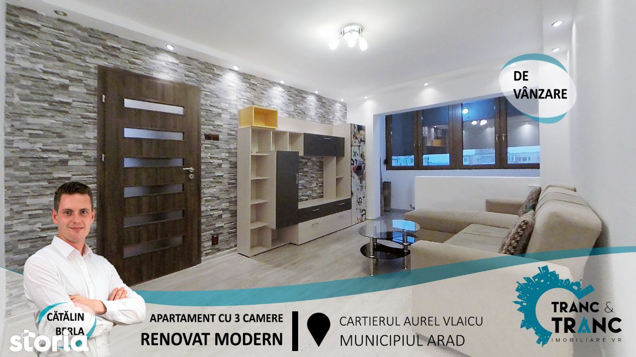 Apartament cochet cu 3 camere, renovat modern, in Vlaicu.
