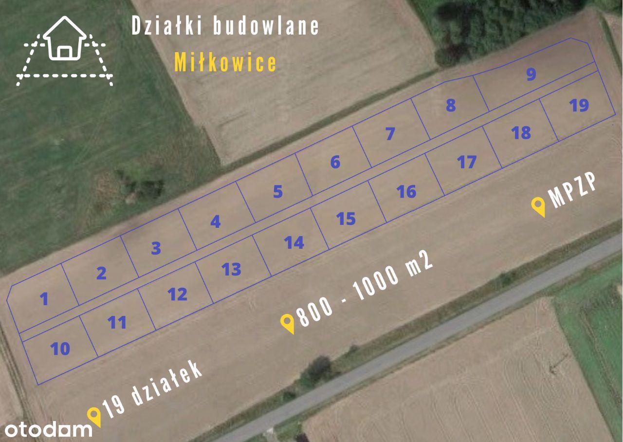 Działka budowlana 800 m2-mpzp-Miłkowice k. Legnicy