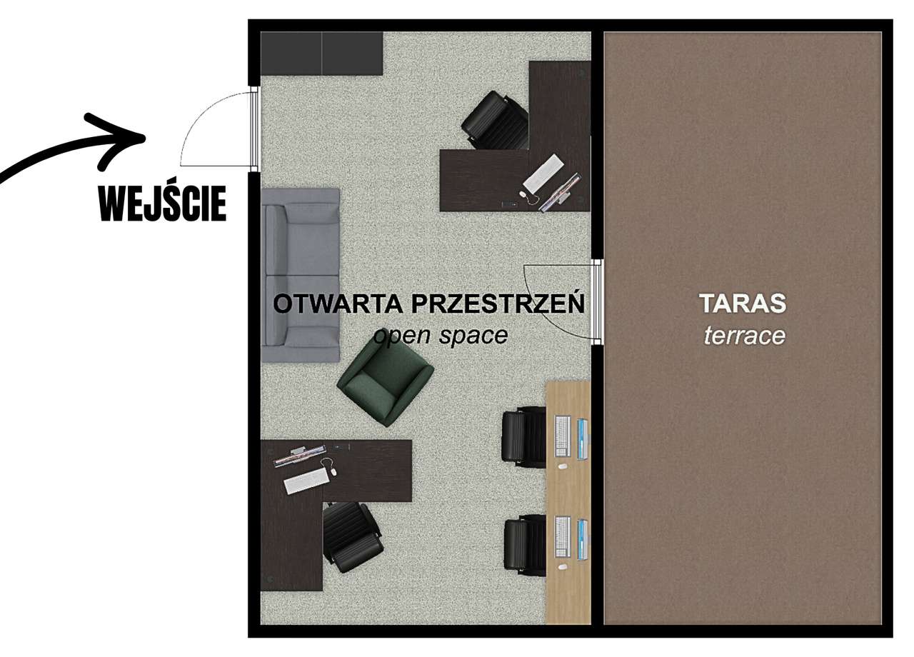 Przytulny lokal z dużym tarasem + m.p + klimatyzacja | ul. Kobierzycka-17