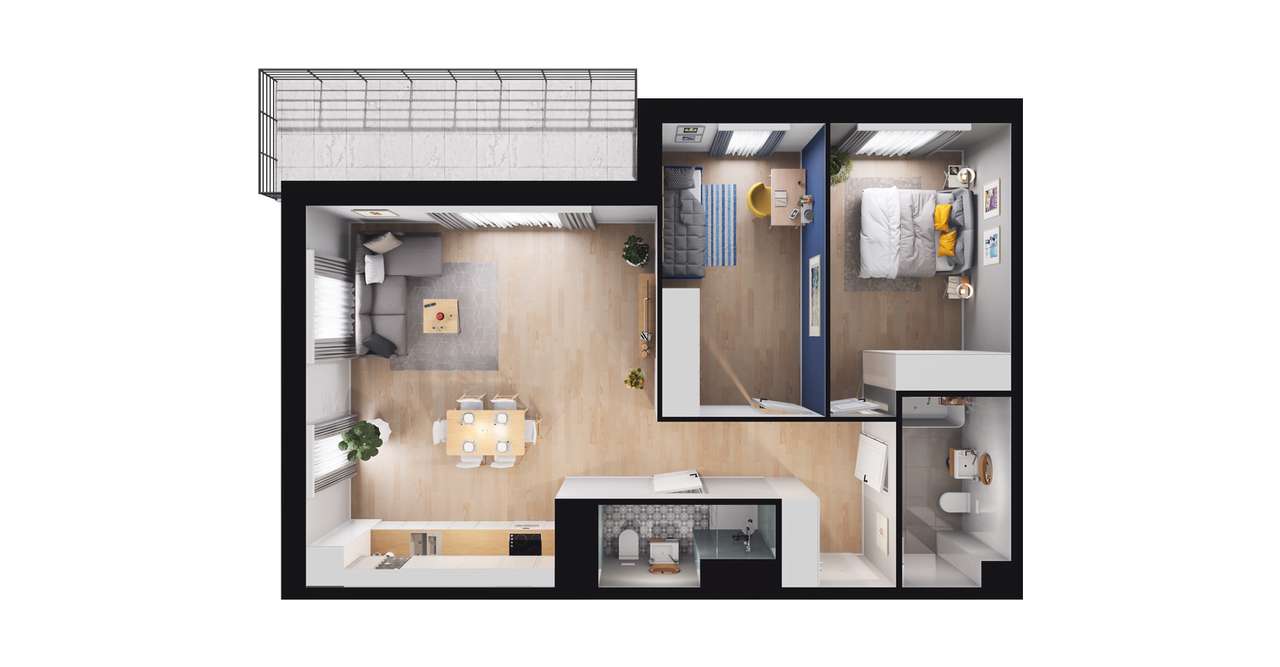 3-pokojowe mieszkanie 70m2 + balkon Bezpośrednio - Pełny obrazek: 2/8