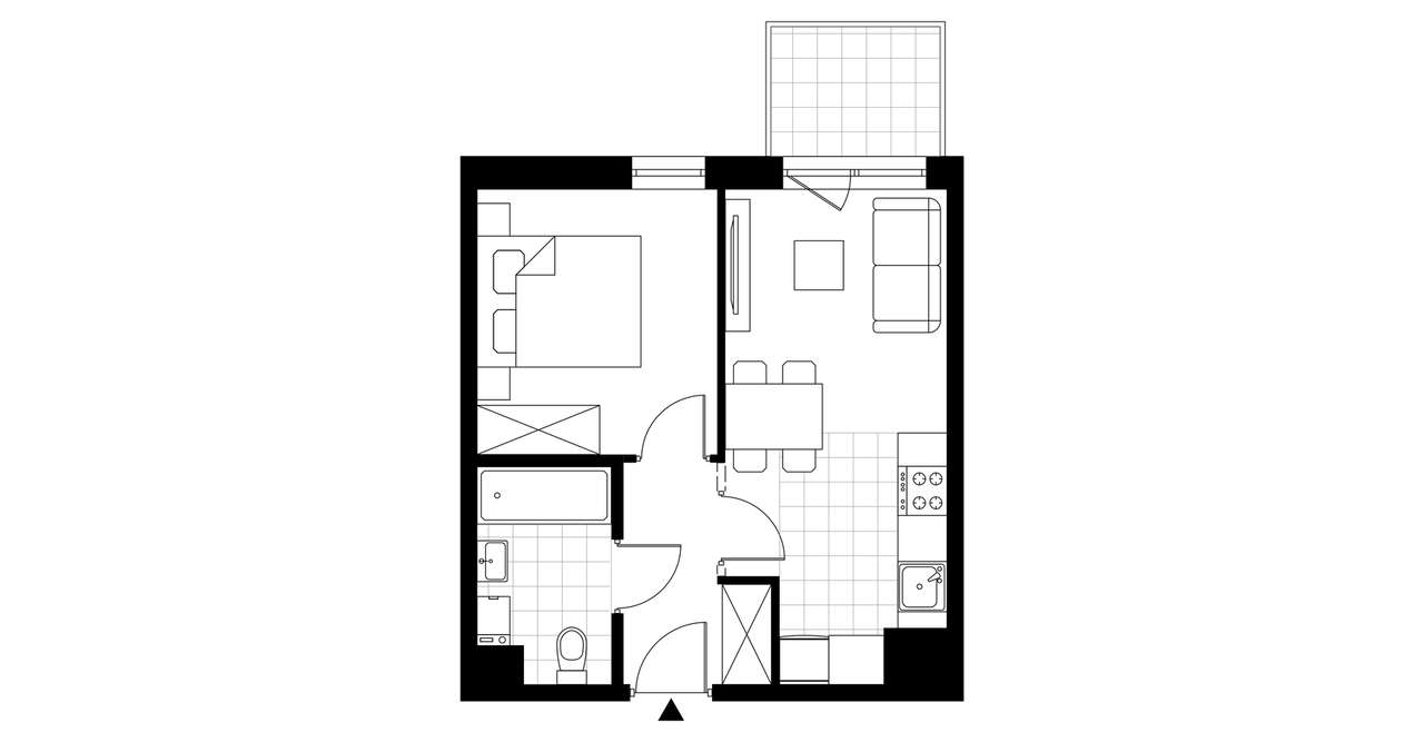 2-pokojowe mieszkanie 32m2 + balkon Bezpośrednio - Pełny obrazek: 3/8
