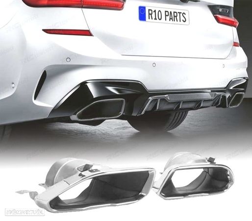 PONTEIRAS DE ESCAPE PARA BMW G20 G21 19- LOOK M PERFORMANCE PRATEADAS - 1