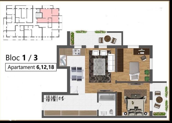 Apartament 3 camere , bloc nou , strada Zăvoaie-8