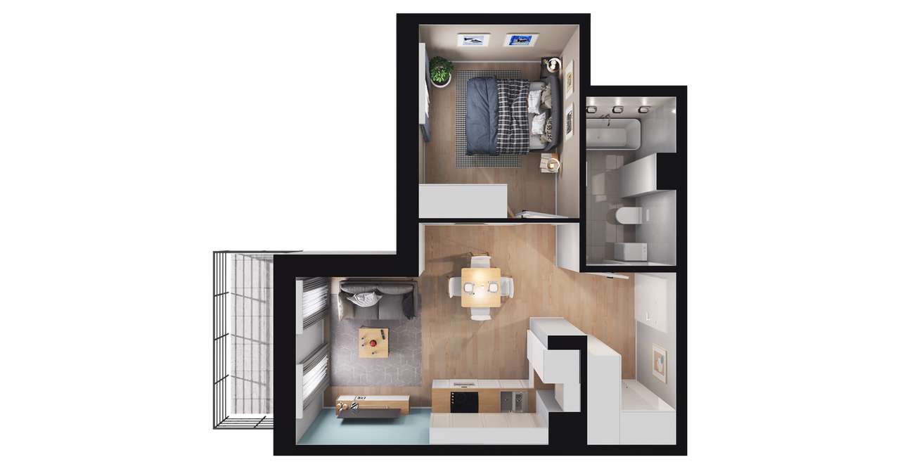 2-pokojowe mieszkanie 37m2 + balkon Bez Prowizji - Pełny obrazek: 2/8