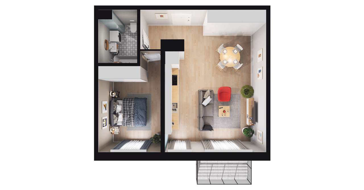 2-pokojowe mieszkanie 49m2 + balkon Bezpośrednio - Pełny obrazek: 2/7