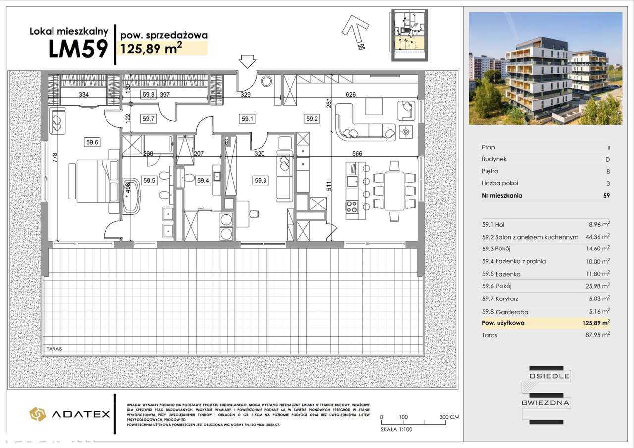 Osiedle Gwiezdna | 4 pokoje | APARTAMENT 126 M2 - 87M2 TARAS | D59