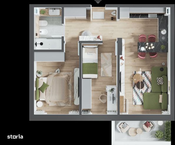 URBANA 3 Residence | Apartament 3 camere open space TIP BONN-6