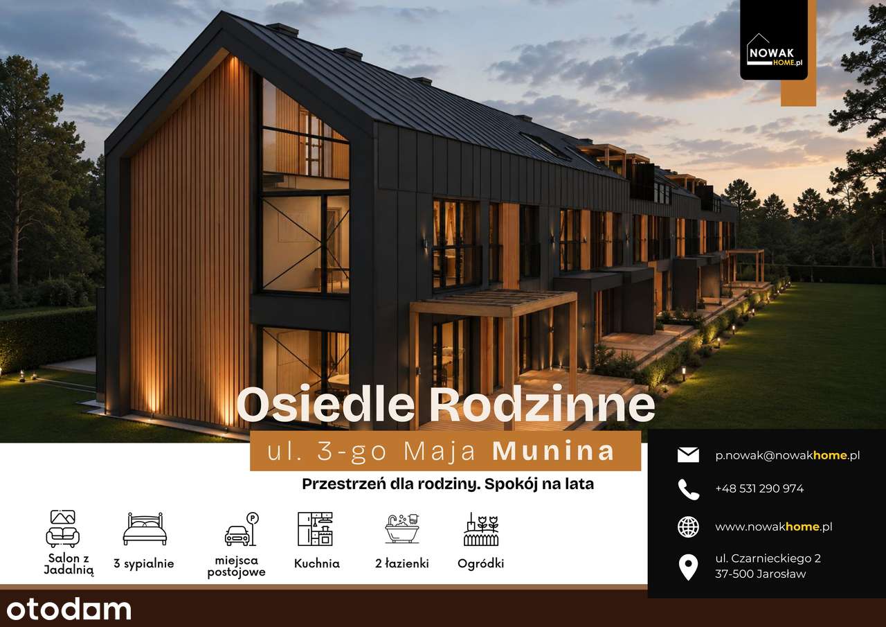 Os. Rodzinne w Muninie|Duże Przeszklenia|Tarasy| Zielone Otoczenie