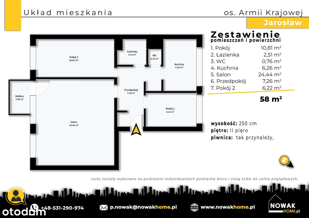 Mieszkanie 58 m² | Os. Armii Krajowej Jarosław | 3 pokoje | II piętro-7