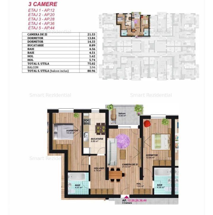 Apartament 3 camere decomandat- Birou Dezvoltator-comision 0
