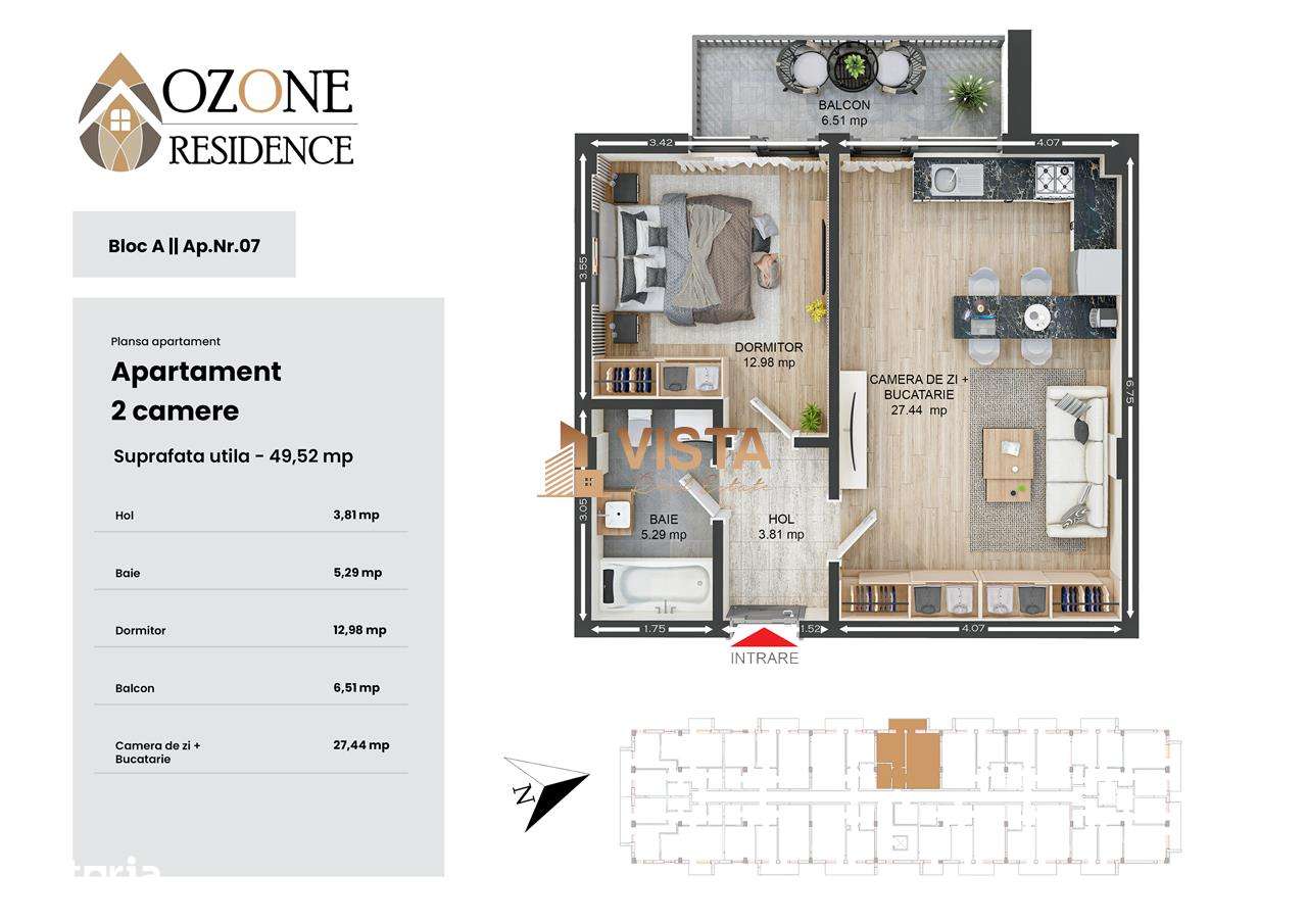 Apartament 2 camere, 50 mp,Tractorul - Imagine principală: 4/10