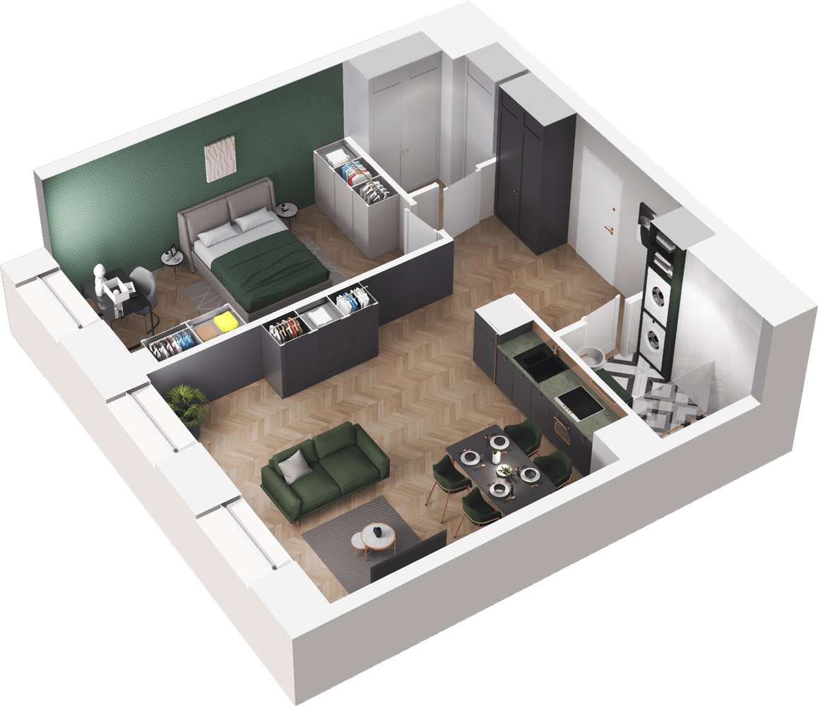 Kolejova 1 | mieszkanie 2-pok. | B.01.05 - Pełny obrazek: 4/9