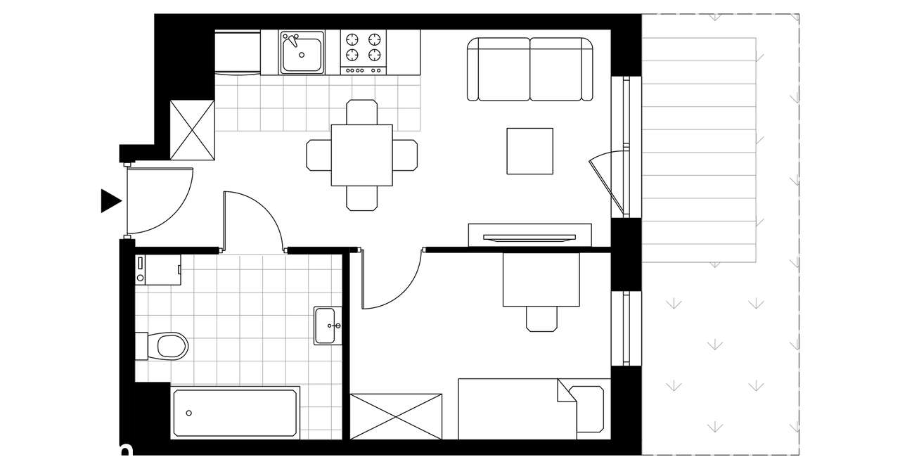 2-pokojowe mieszkanie 32m2 + ogródek Bezpośrednio - Pełny obrazek: 3/8