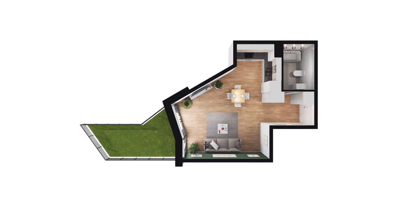 1-pokojowe mieszkanie 32m2 + ogródek Bezpośrednio - Pełny obrazek: 2/8