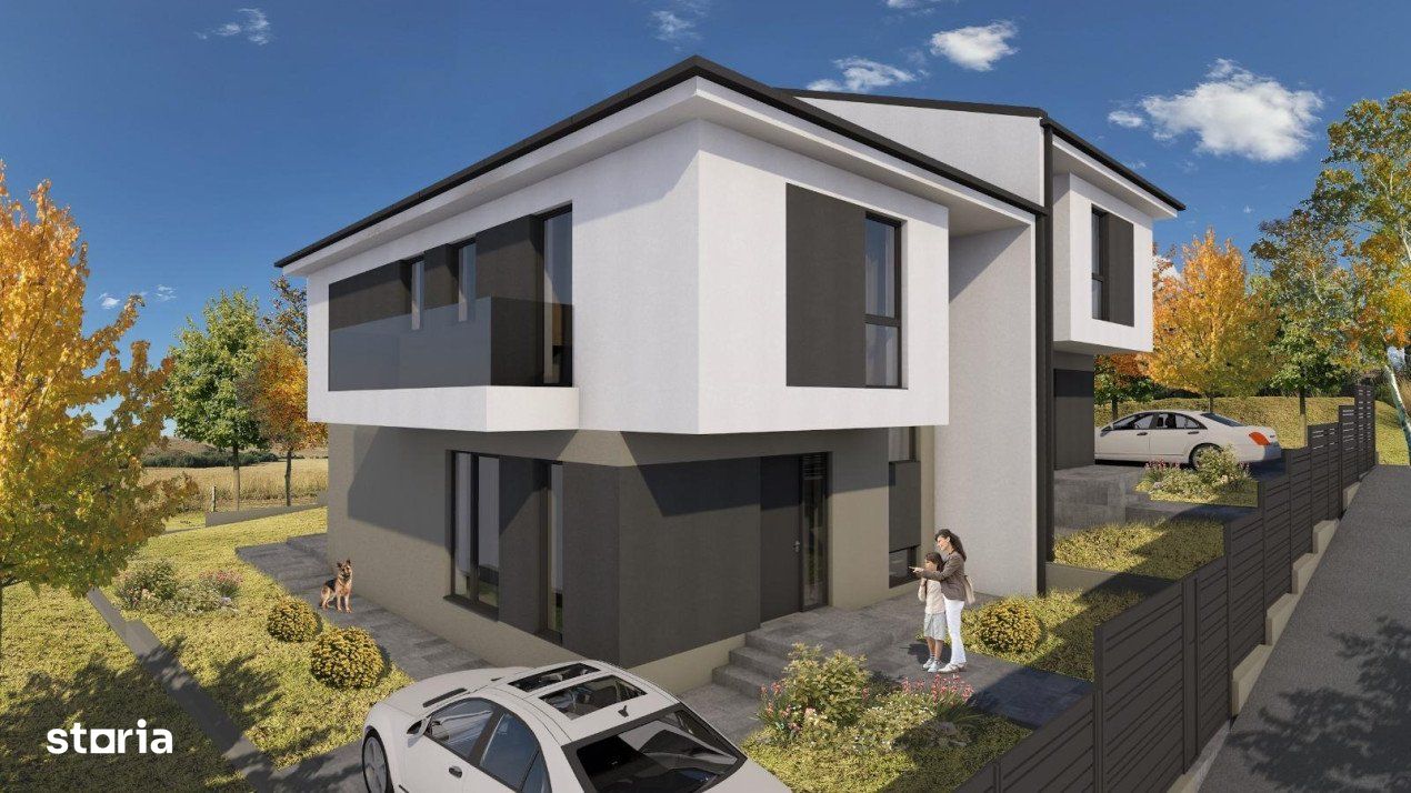 Duplex pe 3 niveluri, 4 camere, predare semifinisat, 183 mp, 300 teren - Imagine principală: 1/4