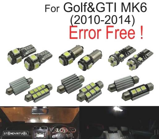 KIT COMPLETO DE 10 LAMPADAS LED INTERIOR PARA VOLKSWAGEN VW GOLF 6 MK6 MKVI GTI 10-14 - 3
