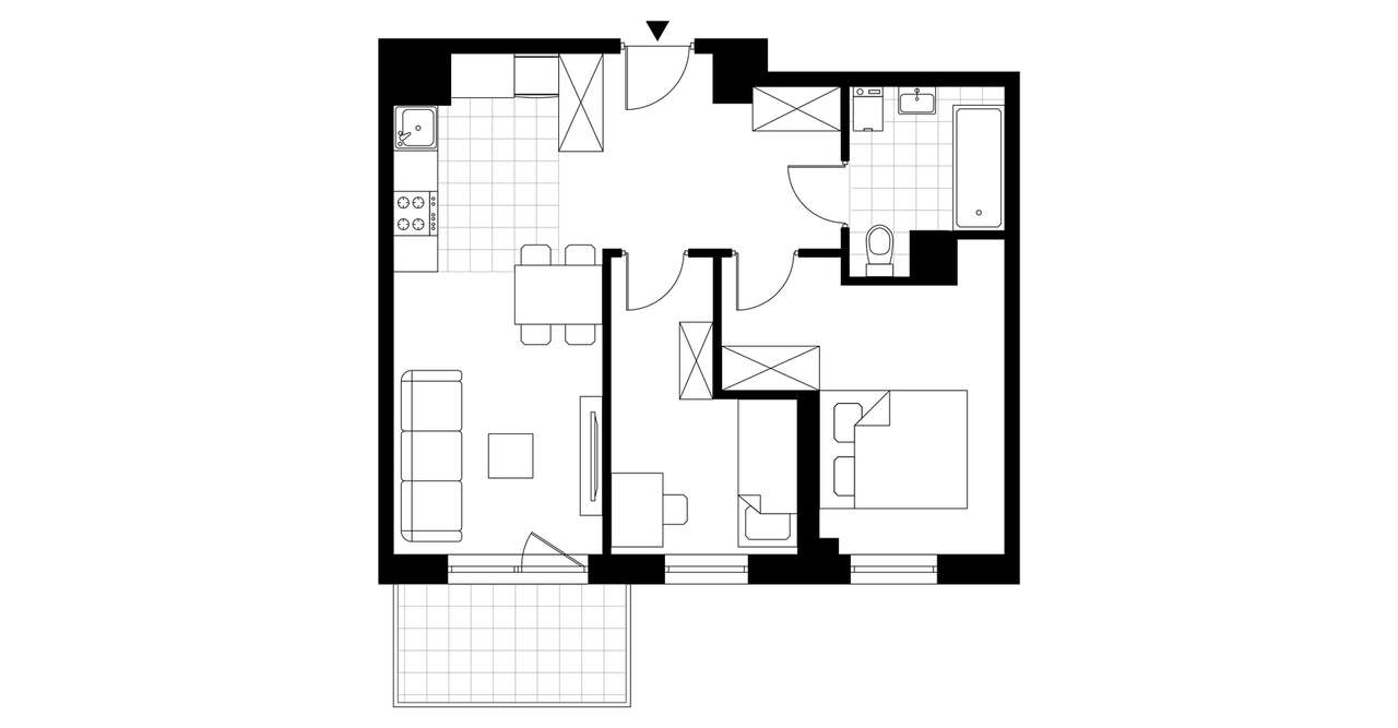 3-pokojowe mieszkanie 49m2 + balkon - Pełny obrazek: 3/8