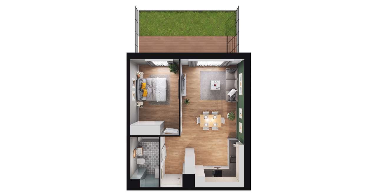 2-pokojowe mieszkanie 43m2 + ogródek Bezpośrednio - Pełny obrazek: 2/8