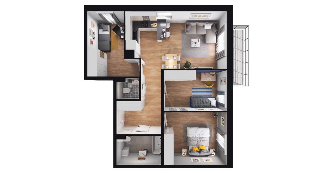 4-pokojowe mieszkanie 67m2 + balkon Bezpośrednio - Pełny obrazek: 2/8