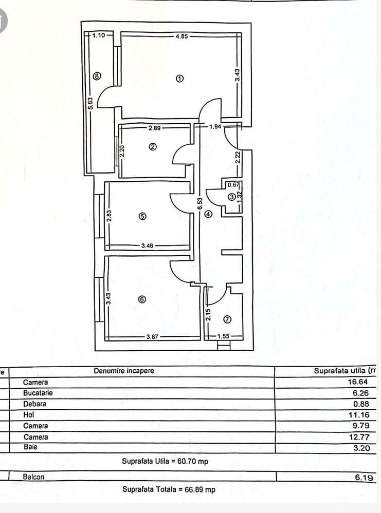 Tomis Nord - piața Ciresica 3 camere decomandate 67 mp-1