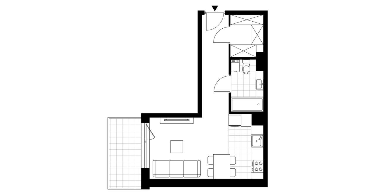 1-pokojowe mieszkanie 30m2 + balkon - Pełny obrazek: 3/8