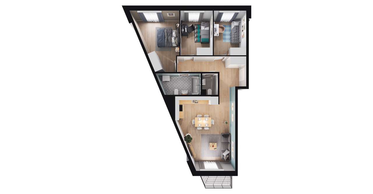 4-pokojowe mieszkanie 68m2 + balkon Bezpośrednio - Pełny obrazek: 2/8