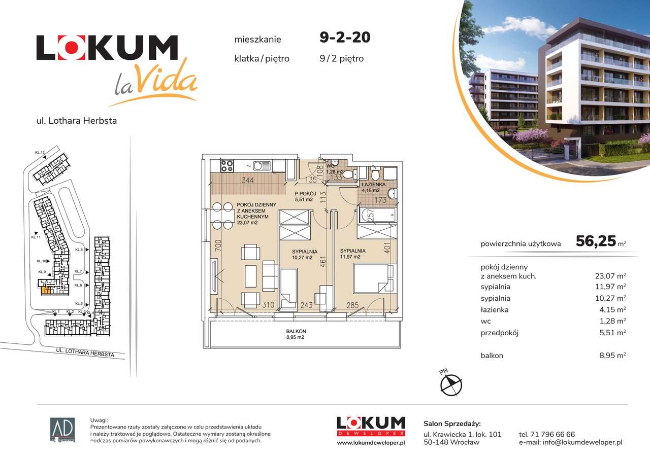 3-pokojowe mieszkanie 56m2 + balkon - Pełny obrazek: 2/9