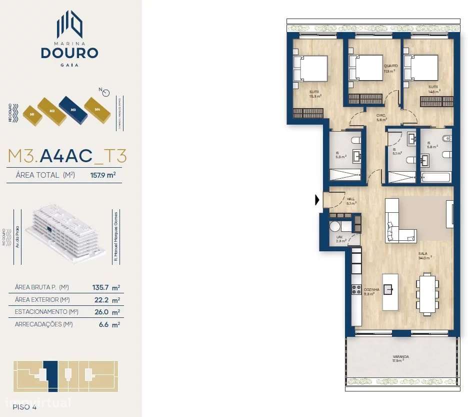 Apartamento T3 | Canidelo, V.N.Gaia - Grande imagem: 2/39