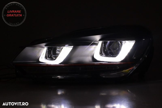 Ansamblu Bara Fata VW Golf VI 6 (2008-2013) cu Faruri LED Golf 7 U Design cu Semna- livrare gratuita - 12