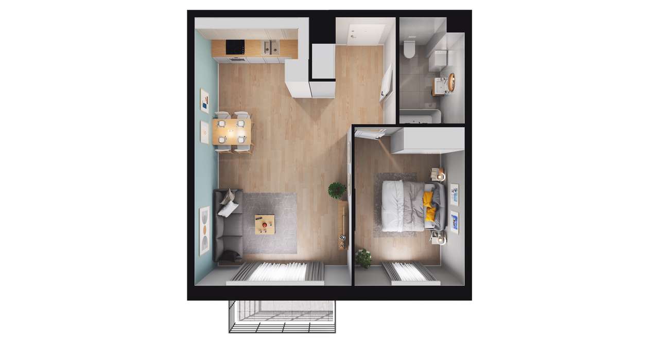 2-pokojowe mieszkanie 48 m² + balkon Bez Prowizji - Widok 3