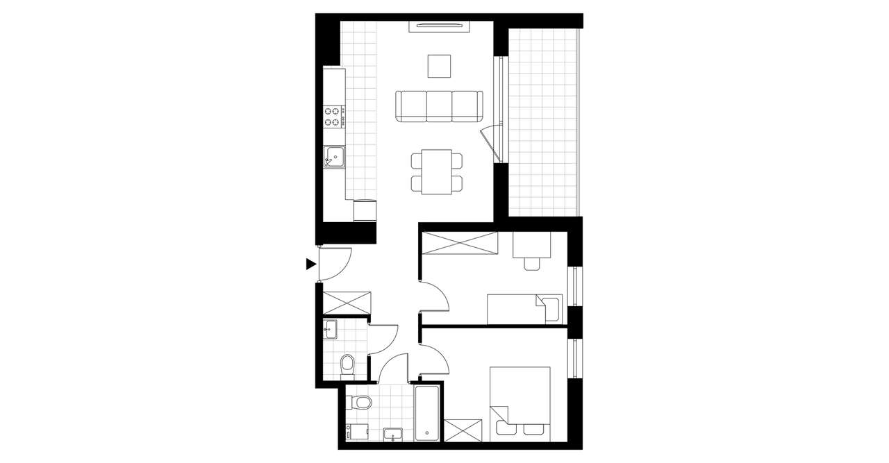 3-pokojowe mieszkanie 57m2 + balkon - Pełny obrazek: 3/8