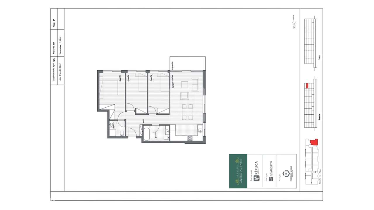 Apartamento T3 Kitchenet com Varanda, 2 Lugares de Garagem e Arrumo - Grande imagem: 5/12