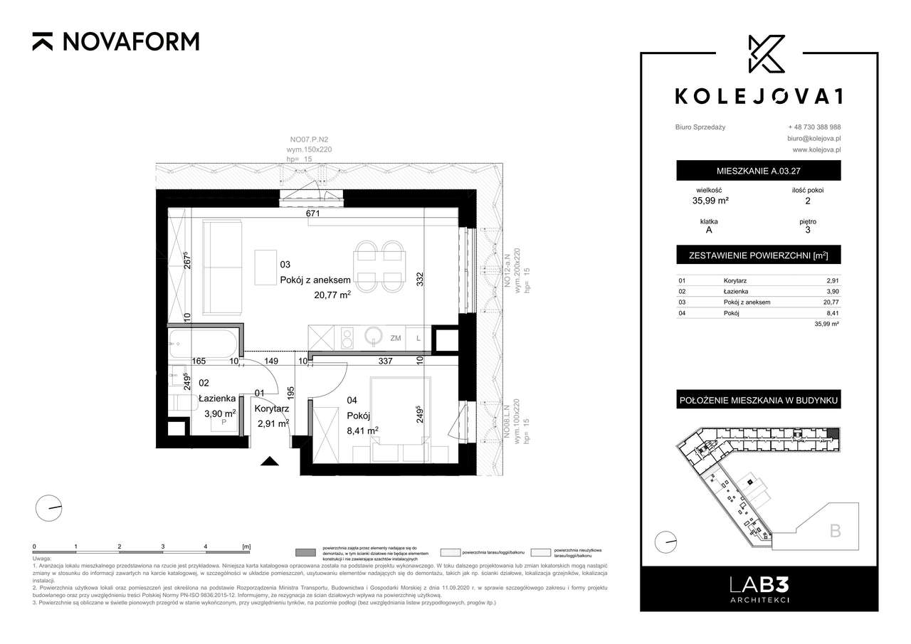 Kolejova 1 | mieszkanie 2-pok. | A.03.27 - Pełny obrazek: 2/9