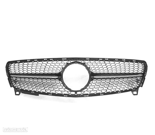 GRELHA FRONTAL LOOK DIAMOND PARA MERCEDES CLASSE A W176 16-18 PRETO CROMADO - 2