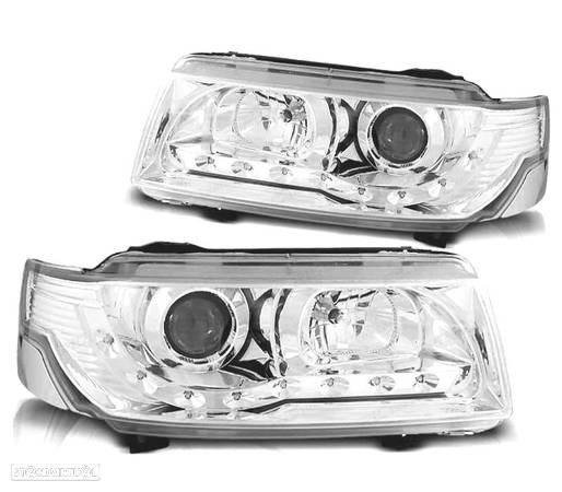 FARÓIS COM LUZ DIURNA PARA VOLKSWAGEN VW PASSAT B4 93-96 FUNDO CROMADO - 1