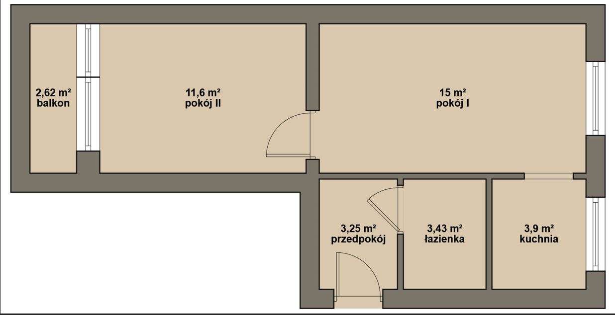 Dwa pokoje w dobrym stanie częściowo umeblowane; OD ZARAZ-7