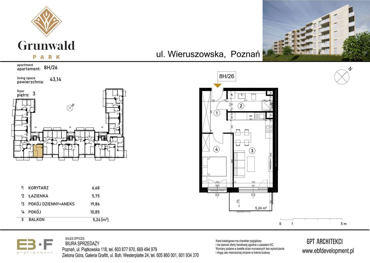 Grunwald Park | mieszkanie 2-pok. | 8H_26 - Pełny obrazek: 2/7